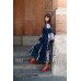 Boho Style Ukrainian Embroidered Maxi Broad Dress Navy with White/Blue Embroidery